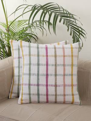 Heavy Decorative Slub Fabric Multi Color Cotton Set of 2 Cushion Covers 1