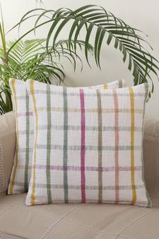 Heavy Decorative Slub Fabric Multi Color Cotton Set of 2 Cushion Covers