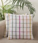 Heavy Decorative Slub Fabric Multi Color Cotton Set of 2 Cushion Covers