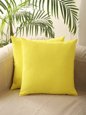 Plain Yellow Solid Set of 5 Cushion Covers 1