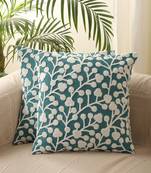 Decorative Tufted Green/White Embroidery with Tassels Set of 5 Cushion Covers