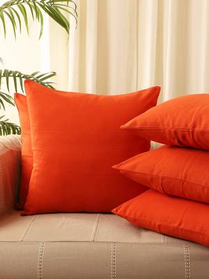 Brick Orange Solid Set of 5 Cushion Covers 1