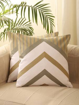 Geometrical Brown Aari Embroidery Work Set of 5 Cushion Covers 1