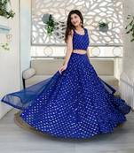 Blue sequence embroidery work Lehenga Choli With Un-Stitched Blouse