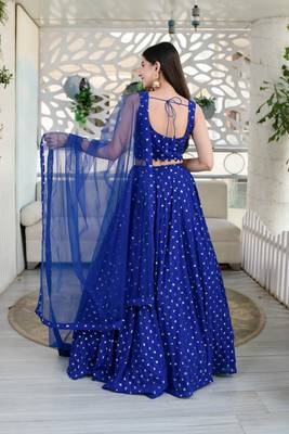 Blue sequence embroidery work Lehenga Choli With Un-Stitched Blouse 2