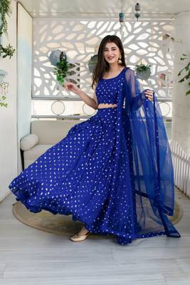 Blue sequence embroidery work Lehenga Choli With Un-Stitched Blouse 4