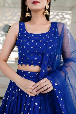 Blue sequence embroidery work Lehenga Choli With Un-Stitched Blouse 5
