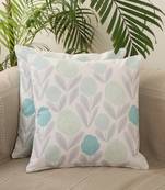 Floral Embroidered Printed Cotton Multi Colour Set Of 2 Cushion Covers