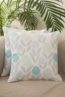 Floral Embroidered Printed Cotton Multi Colour Set of 5 Cushion Covers