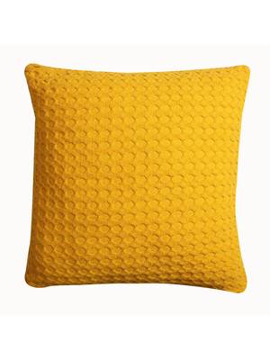 Golden Yellow Colour Textured Heavy Cotton Waffle Set of 2 Cushion Covers 2