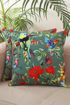 Floral print and Birds Desgin Multicolor Printed Set of 2 Cushion Covers