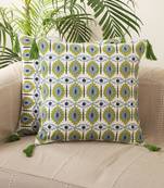 Multi Colour Leaves Aari Embroidery Design Cotton Set of 2 Cushion Covers