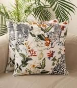 Multi Colour Leopard Print Design Cotton  Set of 2 Cushion Covers