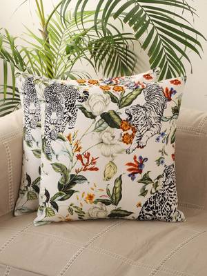 Multi Colour Leopard Print Design Cotton Set of 5 Cushion Covers 1