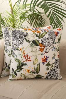 Multi Colour Leopard Print Design Cotton Set of 5 Cushion Covers