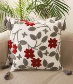 Multi Colour Floral Aari Embroidery Design Cotton Set of 5 Cushion Covers