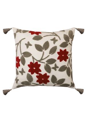 Multi Colour Floral Aari Embroidery Design Cotton Set of 5 Cushion Covers 2