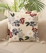 Multi Colour Floral Embroidery Design Cotton Set of 5 Cushion Covers