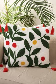 Decorative Aari Embroidery Multi Colour Design Cotton Set of 2 Cushion Covers