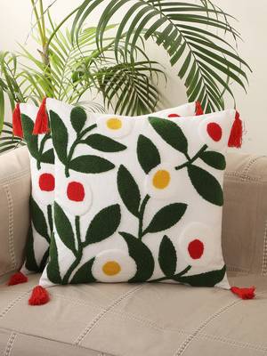 Decorative Aari Embroidery Multi Colour Design Cotton Set of 5 Cushion Covers 1