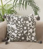 Decorative Embroidery Grey Shade Colour Design Print Cotton  Set of 2 Cushion Covers