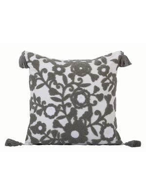 Decorative Embroidery Grey Shade Colour Design Print Cotton  Set of 2 Cushion Covers 2