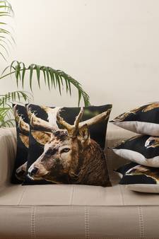Deer Animal Brown Digital Print Cotton Set of 2 Cushion Covers