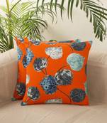 Leaf Desgin Rust Digital Print Cotton Set of 5 Cushion Covers