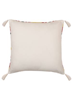 Rangoli desgin Red & White Embroidery with Tassels Cotton Set of 5 Cushion Covers 3