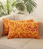 Abstractive Desgin Orange Fully Embroidery Cotton 1 Pc Cushion Covers