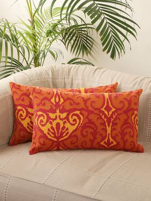 Abstractive Desgin Rust Fully Embroidery Cotton 1 Pc Cushion Covers 1