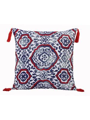 Abstract Blue & Red Embroidery with Dori work Cotton Set of 2 Cushion Cover 2