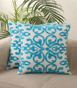 Aari work Blue & White Embroidery Cotton 1 Pc Cushion Cover