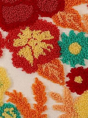 Aari work Multicolor Embroidery with Floral Desgin Cotton Set of 2 Round Cushion Cover 4