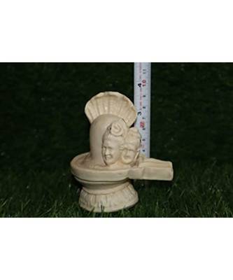 Salvus Marble Lord Shivling Statue with Parvati Face & Sheshnaag for Pooja Home-Office Decor (White) 2