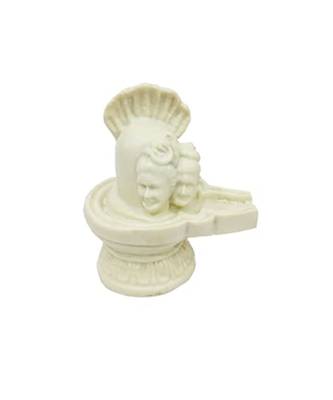 Salvus Marble Lord Shivling Statue with Parvati Face & Sheshnaag for Pooja Home-Office Decor (White) 4