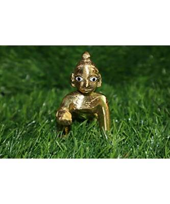 Salvus Attractive Metal Miniature Krishnaladdu Gopal Statue for Pooja Home Decor ( - Small 6x5 cm) 1