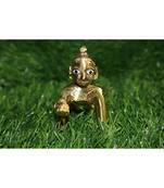 Salvus Attractive Metal Miniature Krishnaladdu Gopal Statue for Pooja Home Decor ( - Small 6x5 cm)