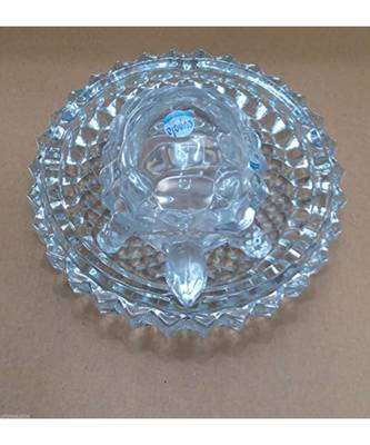 Salvus Vastu Feng Shui Crystal Turtle Tortoise with Plate for Good Luck (White 7.2-Inch) 1