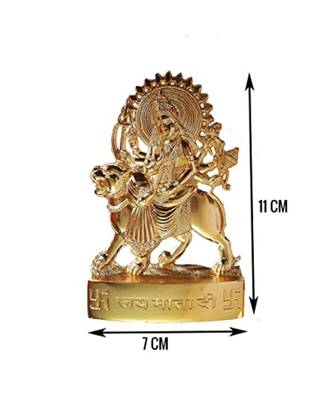 Salvus Metal Handmade MATA Durga Statue for Pooja Home-Office Decor & Car Dashboard (Big4 InchGold) 2