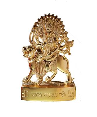 Salvus Metal Handmade MATA Durga Statue for Pooja Home-Office Decor & Car Dashboard (Big4 InchGold) 3