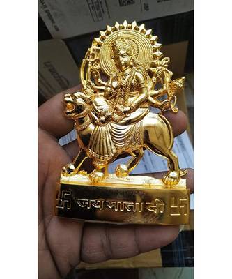 Salvus Metal Handmade MATA Durga Statue for Pooja Home-Office Decor & Car Dashboard (Big4 InchGold) 4