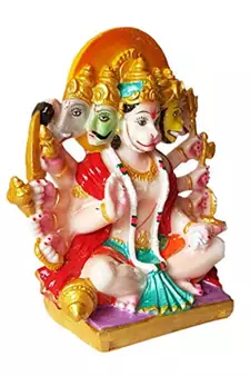 ESVAR STONECRAFT Resin Panchmukhi Hanuman Idol