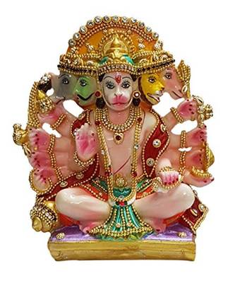 ESVAR STONECRAFT PANCHMUKHI HANUMAN JI WITH DECORATION Decorative Showpiece 1