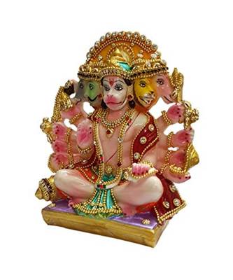 ESVAR STONECRAFT PANCHMUKHI HANUMAN JI WITH DECORATION Decorative Showpiece 2