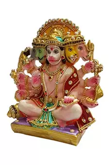 ESVAR STONECRAFT PANCHMUKHI HANUMAN JI WITH DECORATION Decorative Showpiece