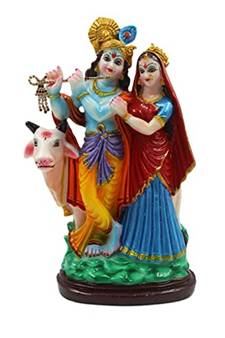 ESVAR STONECRAFT Hand Made Sculpture of Radha Krishna with Cow