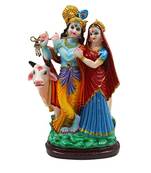 ESVAR STONECRAFT Hand Made Sculpture of Radha Krishna with Cow