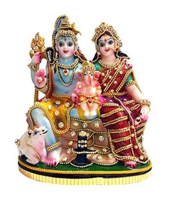 Decorative Shiv Family Figurine Set with Green Base 1