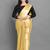Gold plain satin saree with blouse
